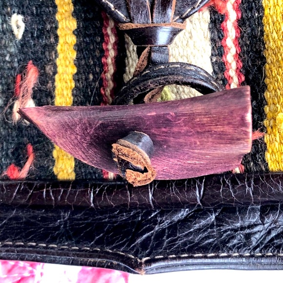 Calleen Cordero Cracked Brown Leather Belt Bag with Upcycled Vintage Kilim - Picture 7 of 16